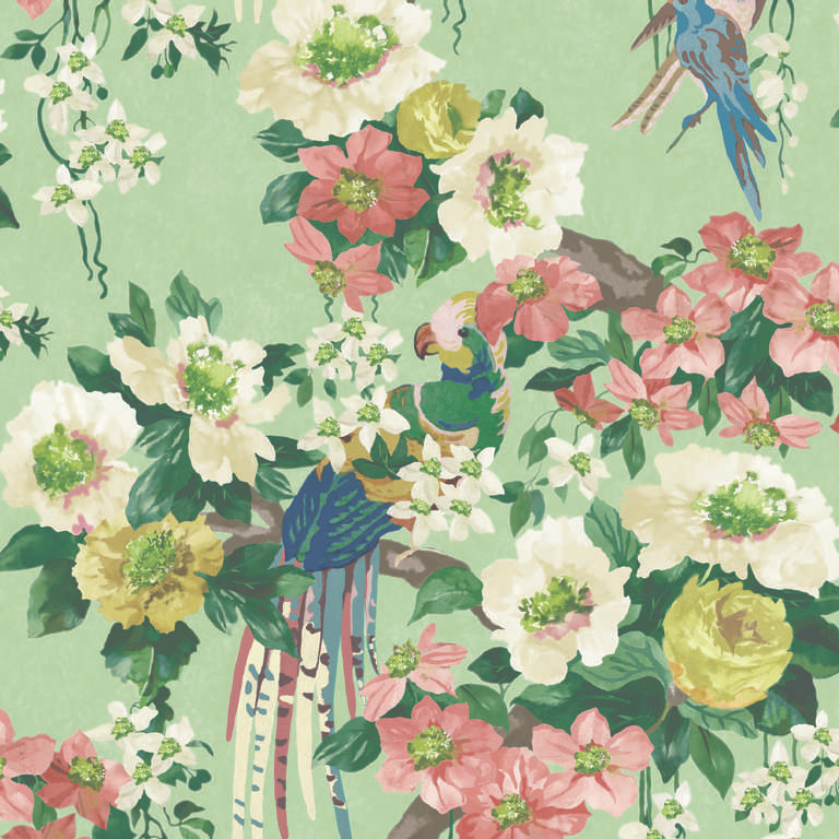 2412-181-02 - Floral Serenade Wallpaper - Verde - 1838 wallcoverings