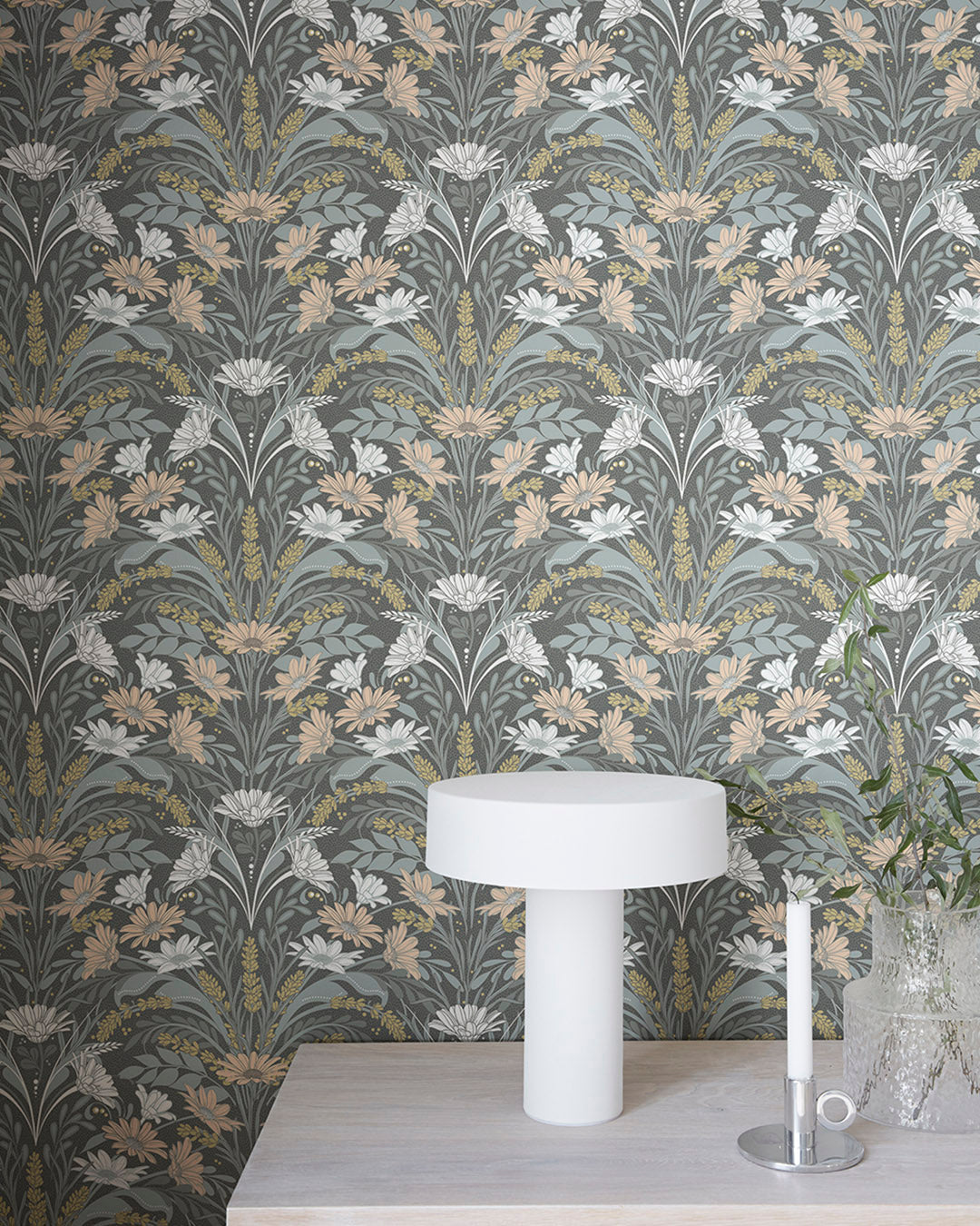 24120 - Varmdo Wallpaper - Light Apricot & Gray - Midbec