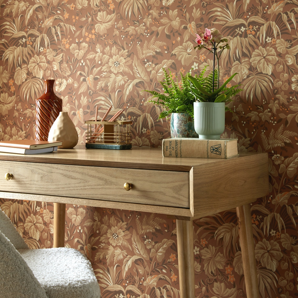 2513-184-03 - Palmette Wallpaper - Clay - 1838 wallcoverings