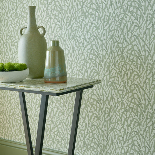 2513-185-01 - Ornamental Grasses Wallpaper - Sage Green - 1838 wallcoverings