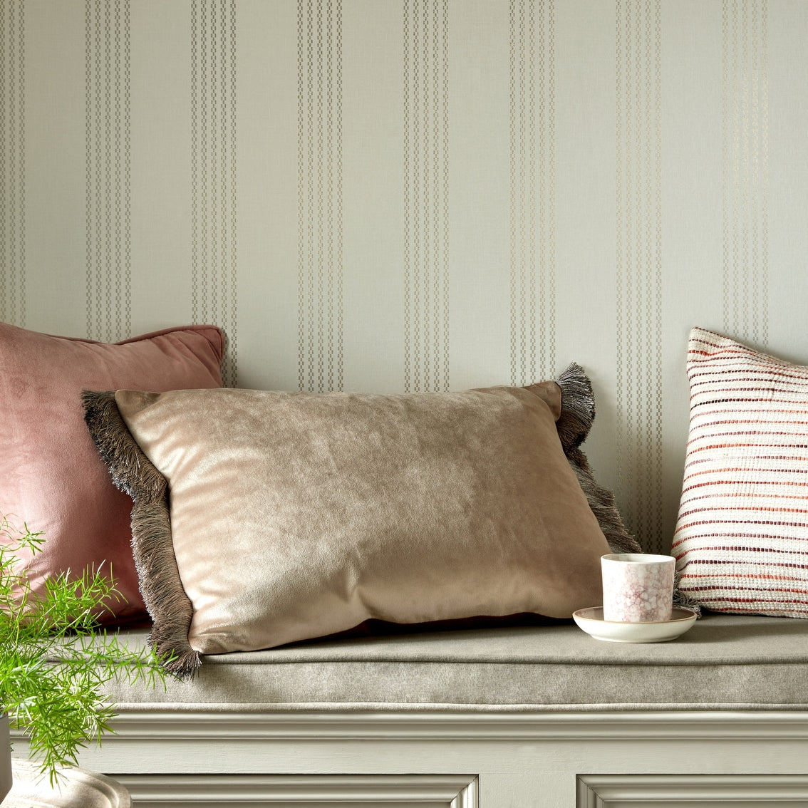 2513-186-02 - Silk Stripe Wallpaper - Metallic - 1838 wallcoverings