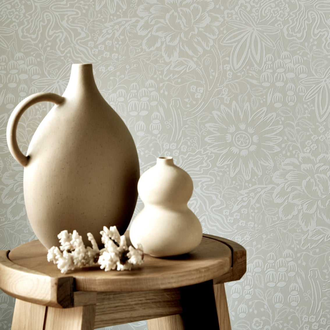 2513-188-02 - Peony Garden Wallpaper - Ivory - 1838 wallcoverings