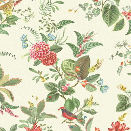 300110 - Pip Studio 5 Floris Wallpaper - White - Eijffinger