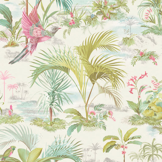 300140 - Pip Studio 5 Palm Scene Wallpaper - White - Eijffinger