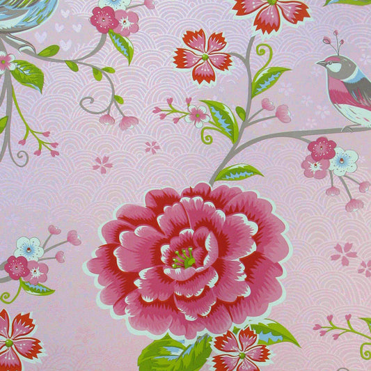 300160 - Pip Studio 5 Birds in Paradise Wallpaper - Pink - Eijffinger