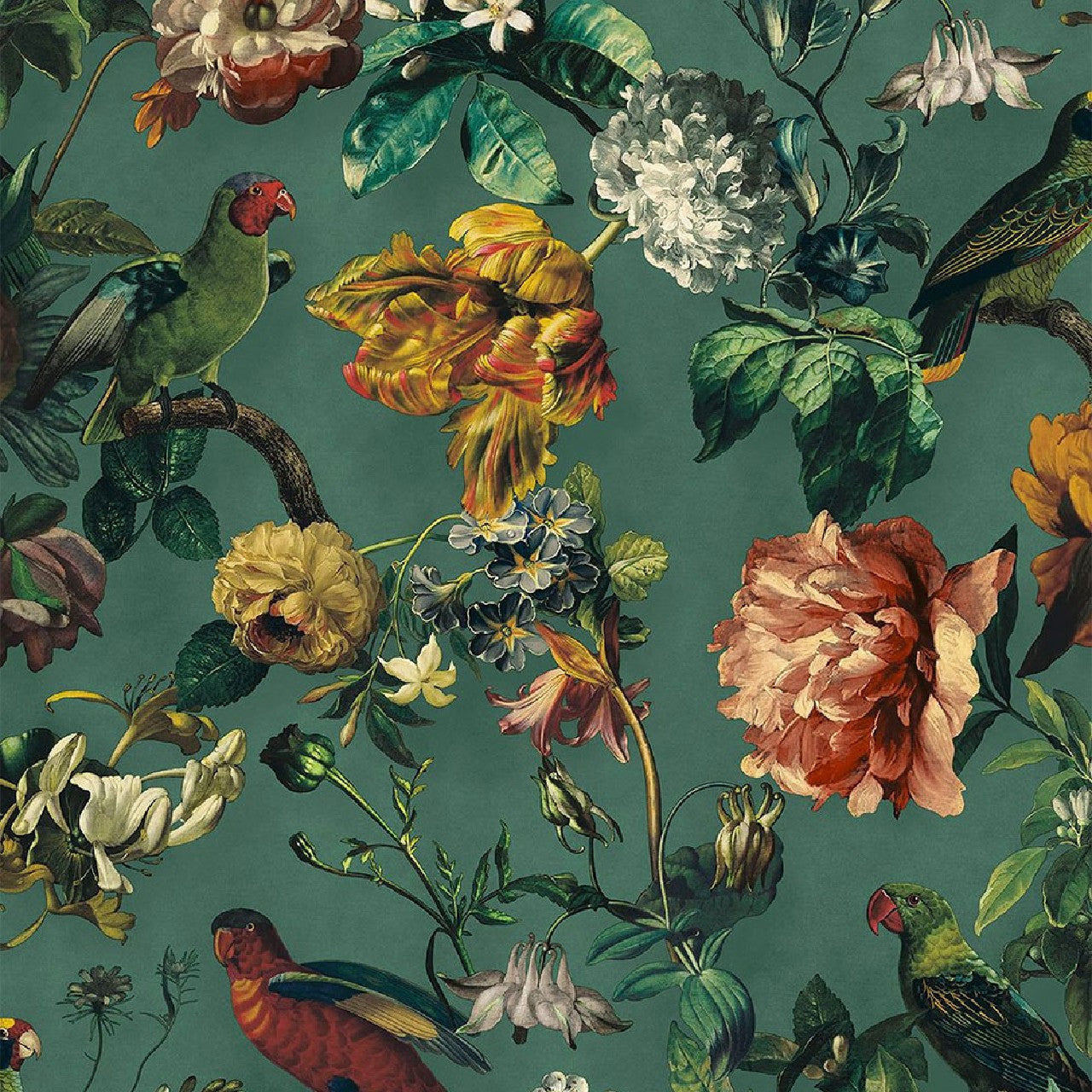 307305 - Museum Enchanted Floral Wallpaper - Teal - Eijffinger