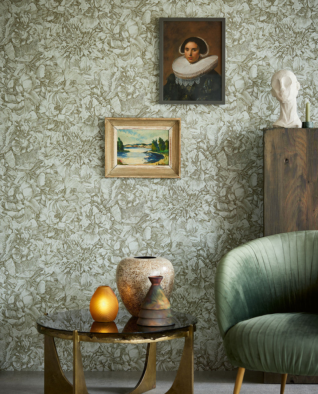 307342 - Museum Flowers Wallpaper - Blue / Green - Eijffinger