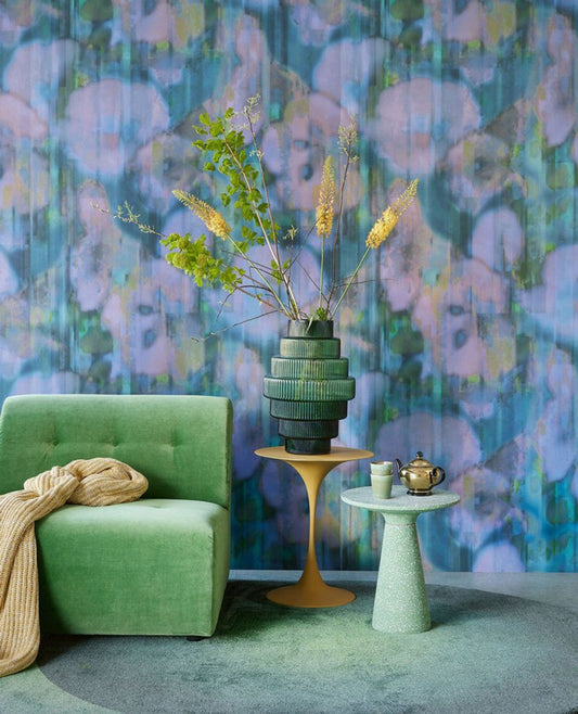 313570 - Inky Floral Mural Wallpaper - Blue - Eijffinger