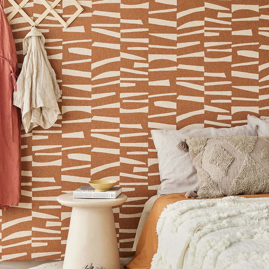 318026 - Organic Stack Twist Wallpaper - Terracotta - Eijffinger