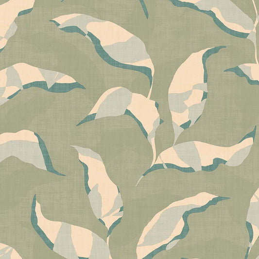 318051 - Torn Botanical Twist Wallpaper - Green - Eijffinger