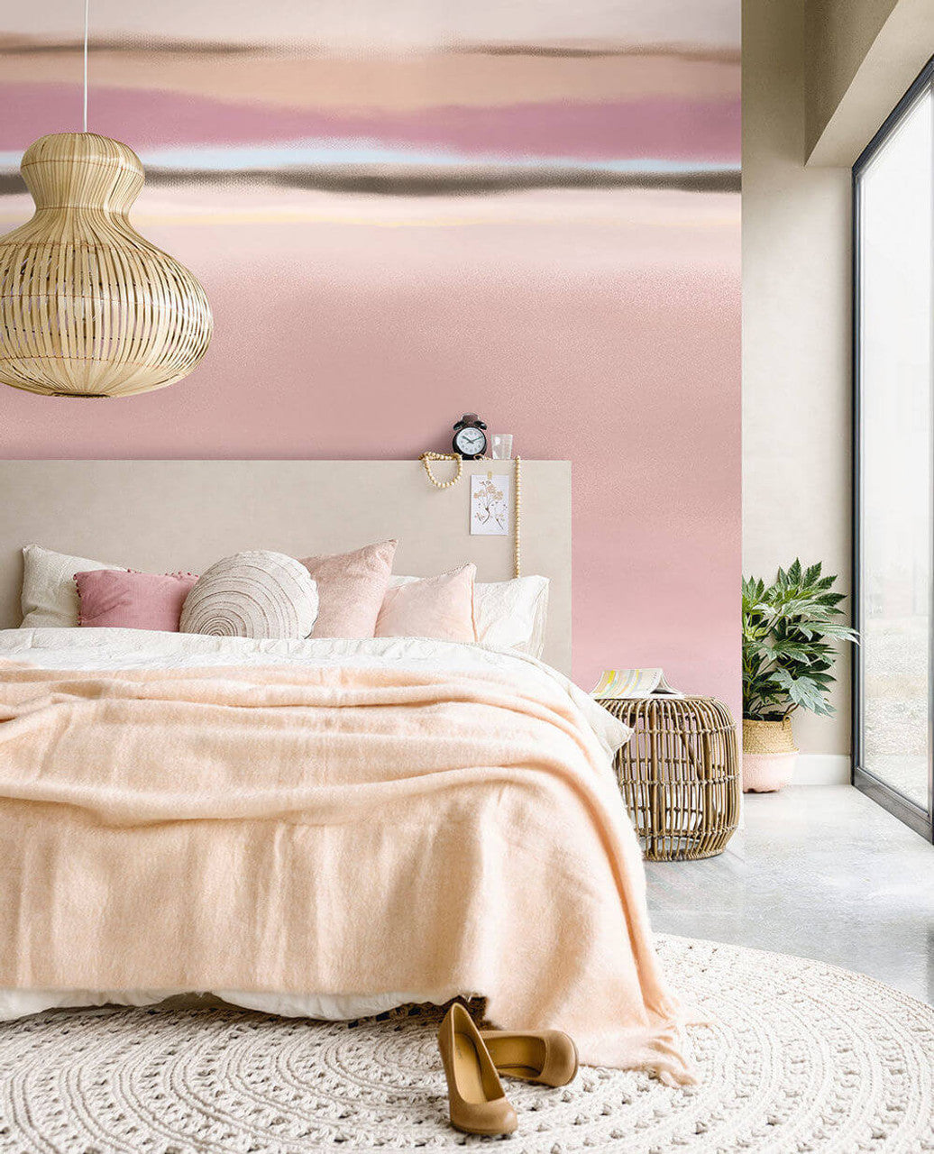 318070 - Dusky Horizon Twist Mural Wallpaper - Misty Pink - Eijffinger