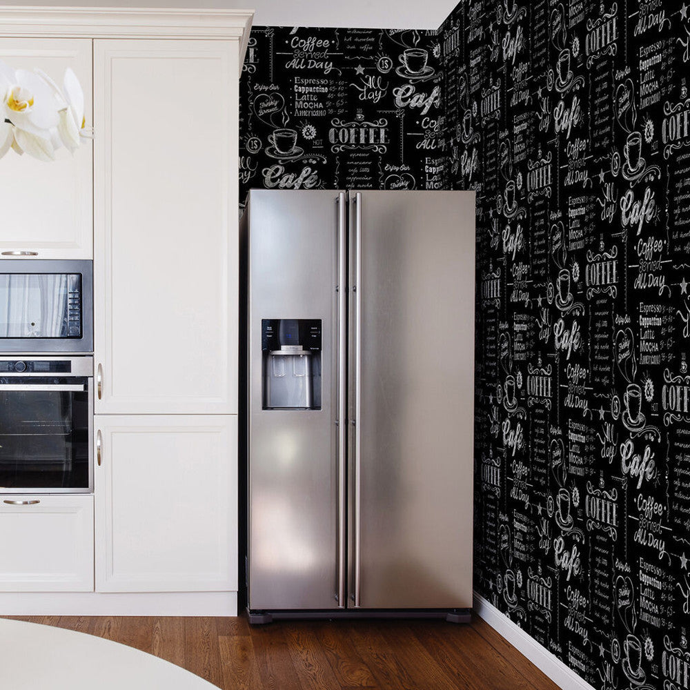 32-993 - Coffee Shop Wallpaper - Black & White - Superfresco Easy