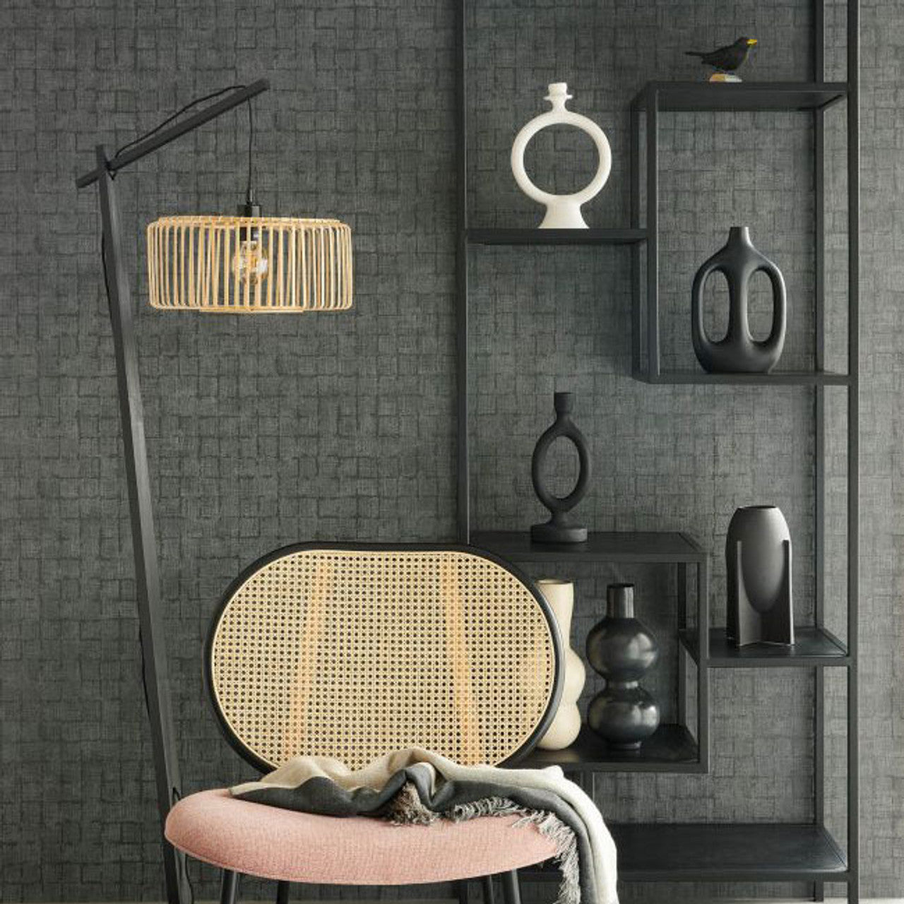 333455 - Rustic Check Emerald Wallpaper - Dark Olive - Eijffinger