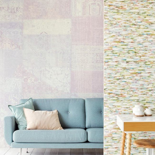 358124 - Patchwork Pastel Masterpiece Mural Wallpaper - Pink - Eijffinger