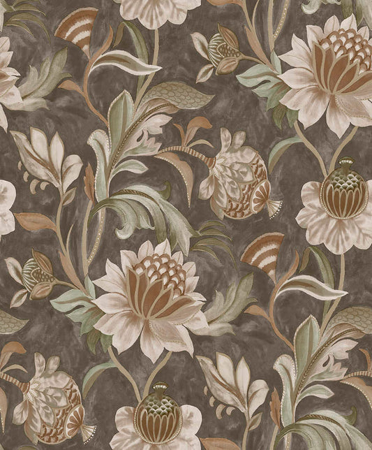 36354 - Cecelia Wallpaper - Charcoal / Rust - Holden Decor
