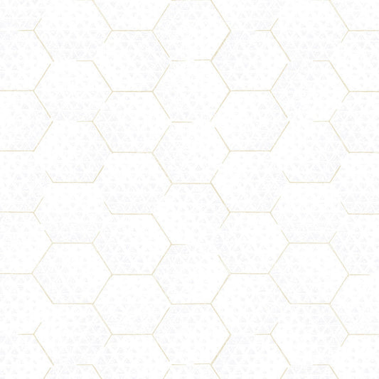 386580 - Enso Diamond Wallpaper - White / Gold - Eijffinger