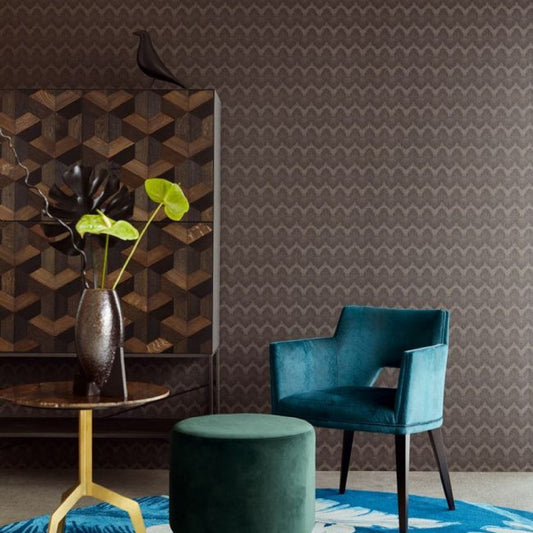 394524 - Sound Wave Topaz Wallpaper - Charcoal - Eijffinger