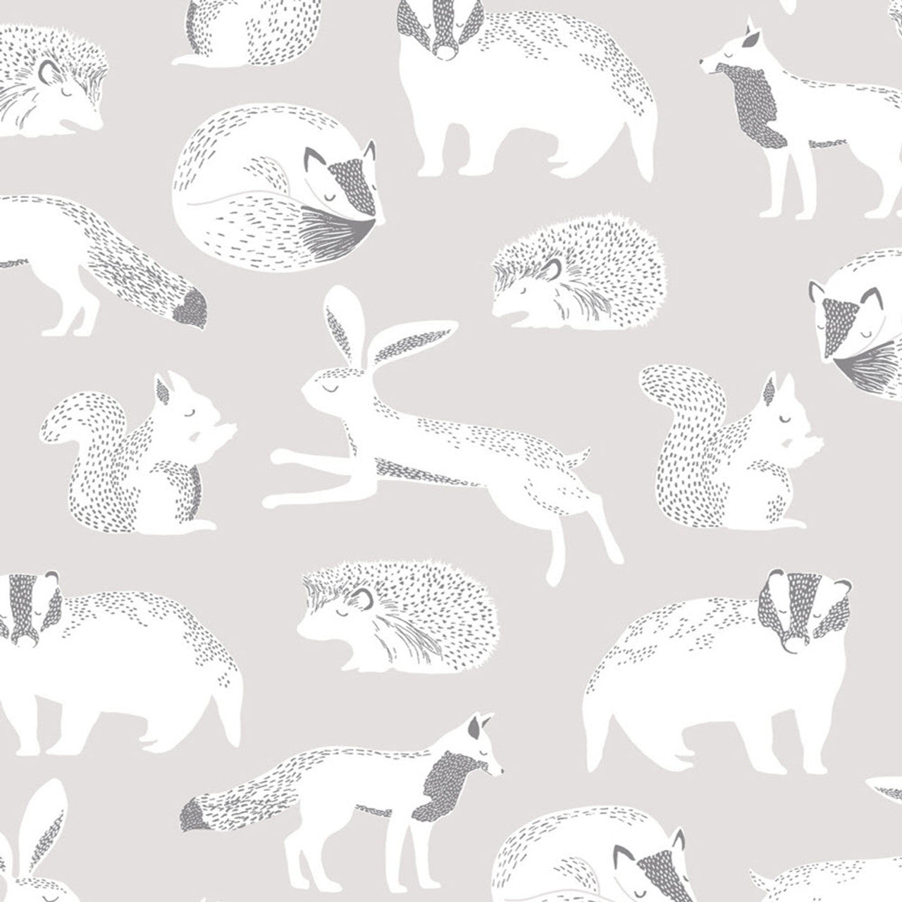 399060 - Mini Me Forest Animals Wallpaper - Grey - Eijffinger