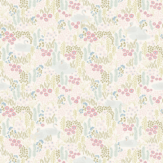 399118 - Mini Me Vintage Swans Mural Wallpaper - Multi - Eijffinger