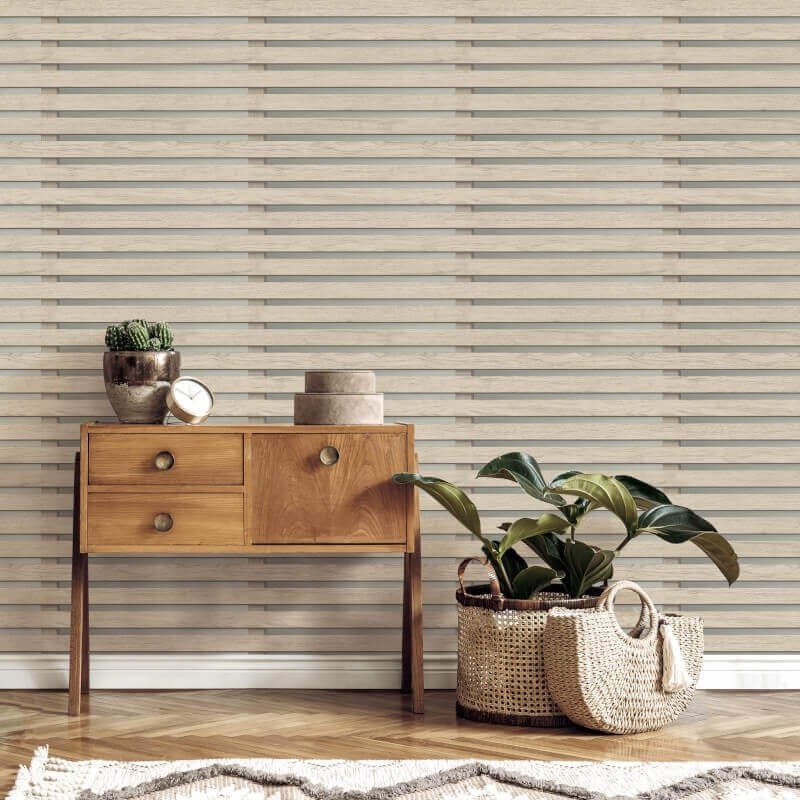 3D Effect Wood Slats Wallpaper - Grey - Fine Décor - FD42997 - Premier Wallcovering