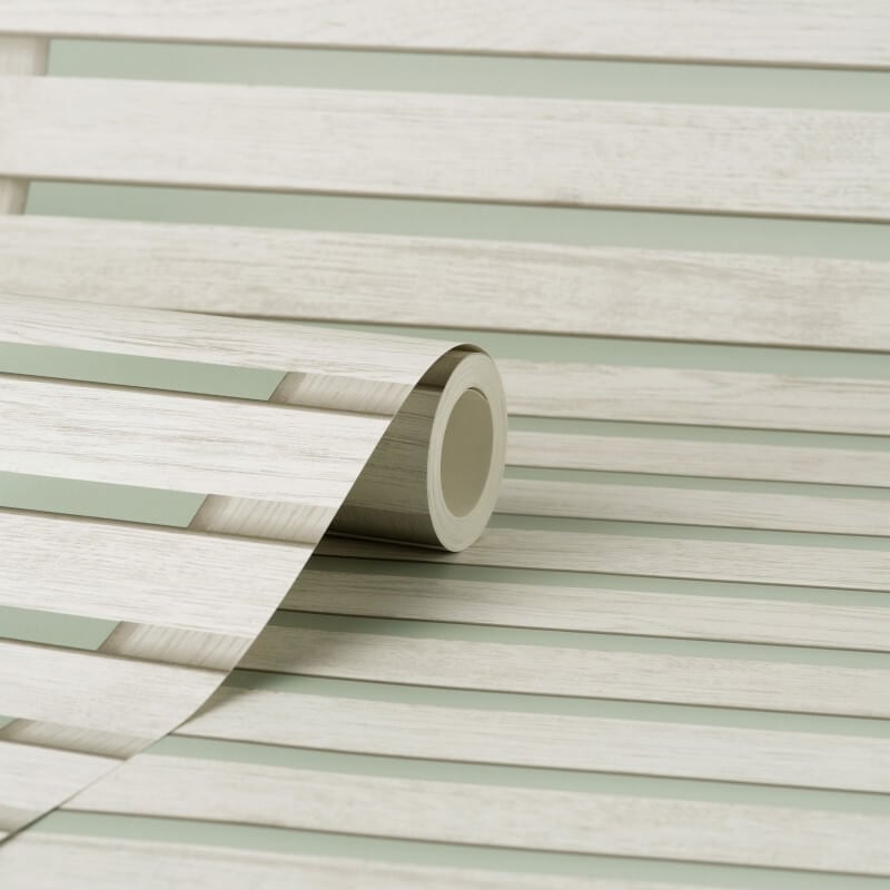 3D Effect Wood Slats Wallpaper - Sage/Natural - Fine Décor - FD43218 - Premier Wallcovering