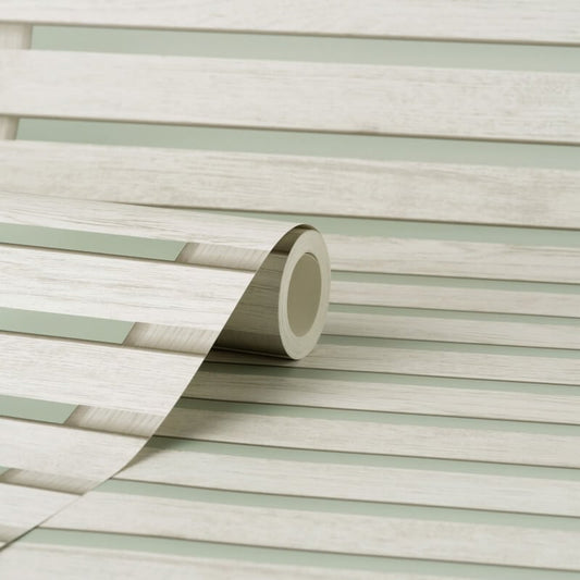 3D Effect Wood Slats Wallpaper - Sage/Natural - Fine Décor - FD43218 - Premier Wallcovering