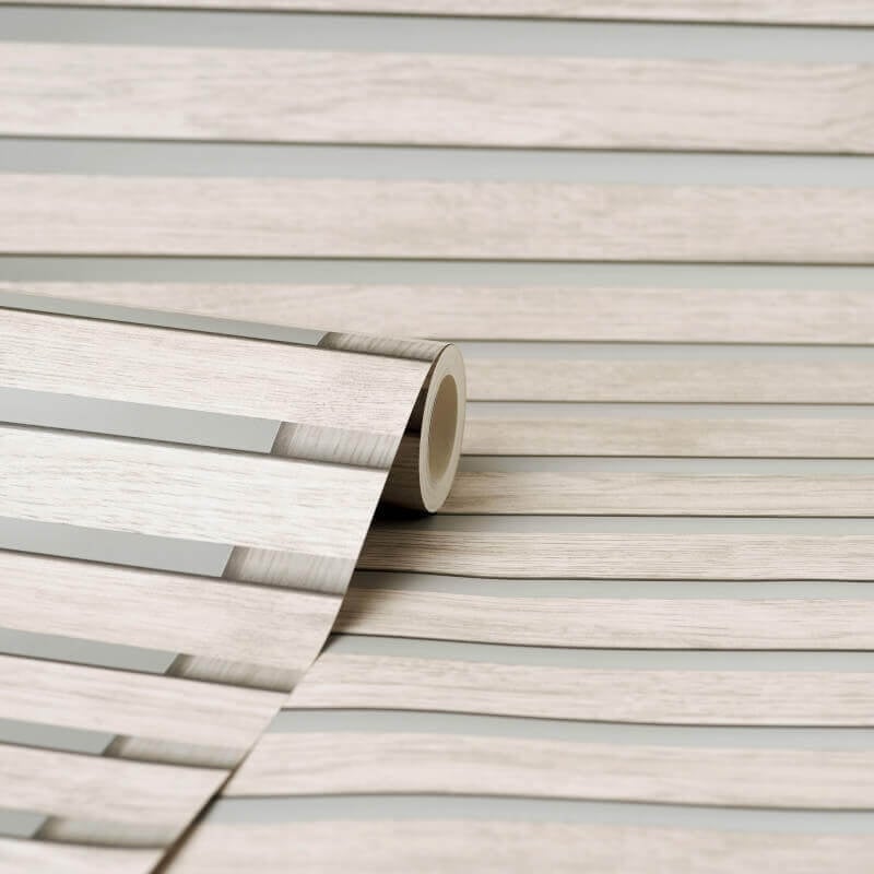 3D Effect Wood Slats Wallpaper - Grey - Fine Décor - FD42997 - Premier Wallcovering