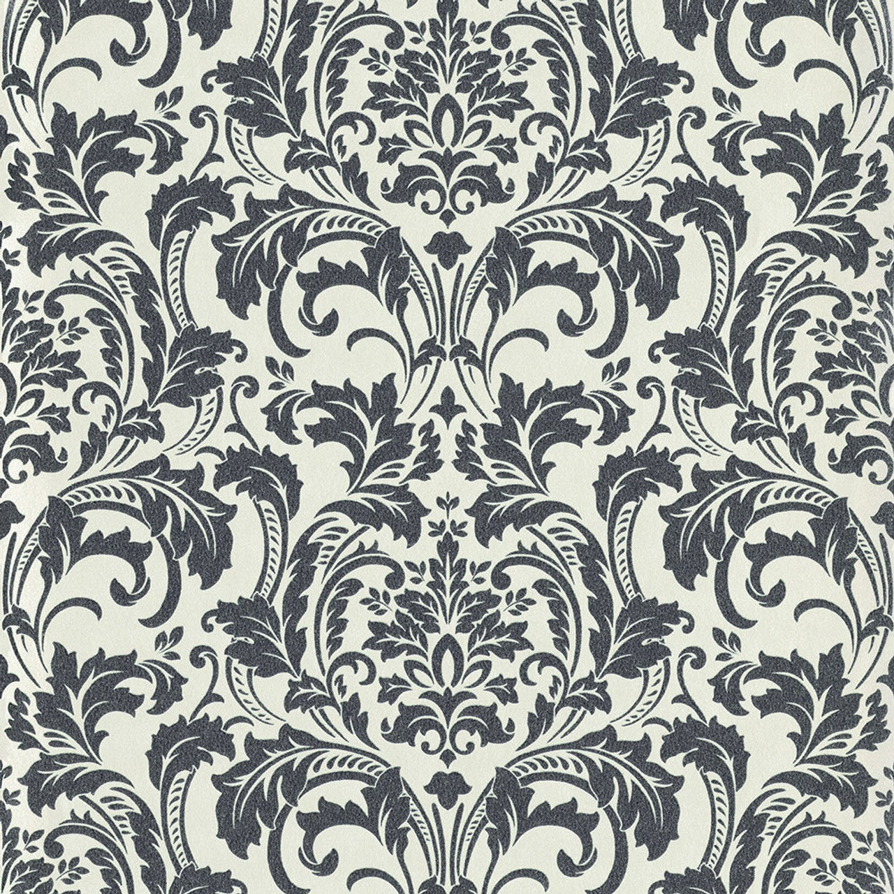 41005-60 - Deluxe Guido Damask Maria Kretschmer Wallpaper - Charcoal/Ivory - P+S International