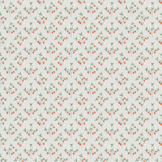 43123 - Jordgubbar Wallpaper - Greige - Midbec