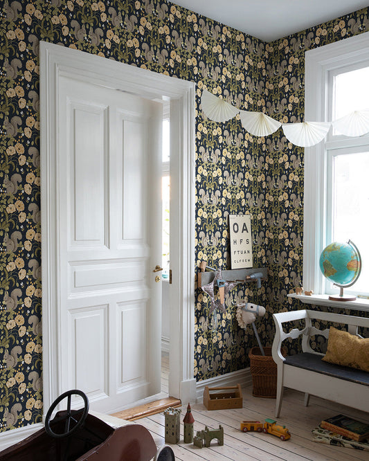 44123 - Kurre Wallpaper - Blue / Yellow - Midbec