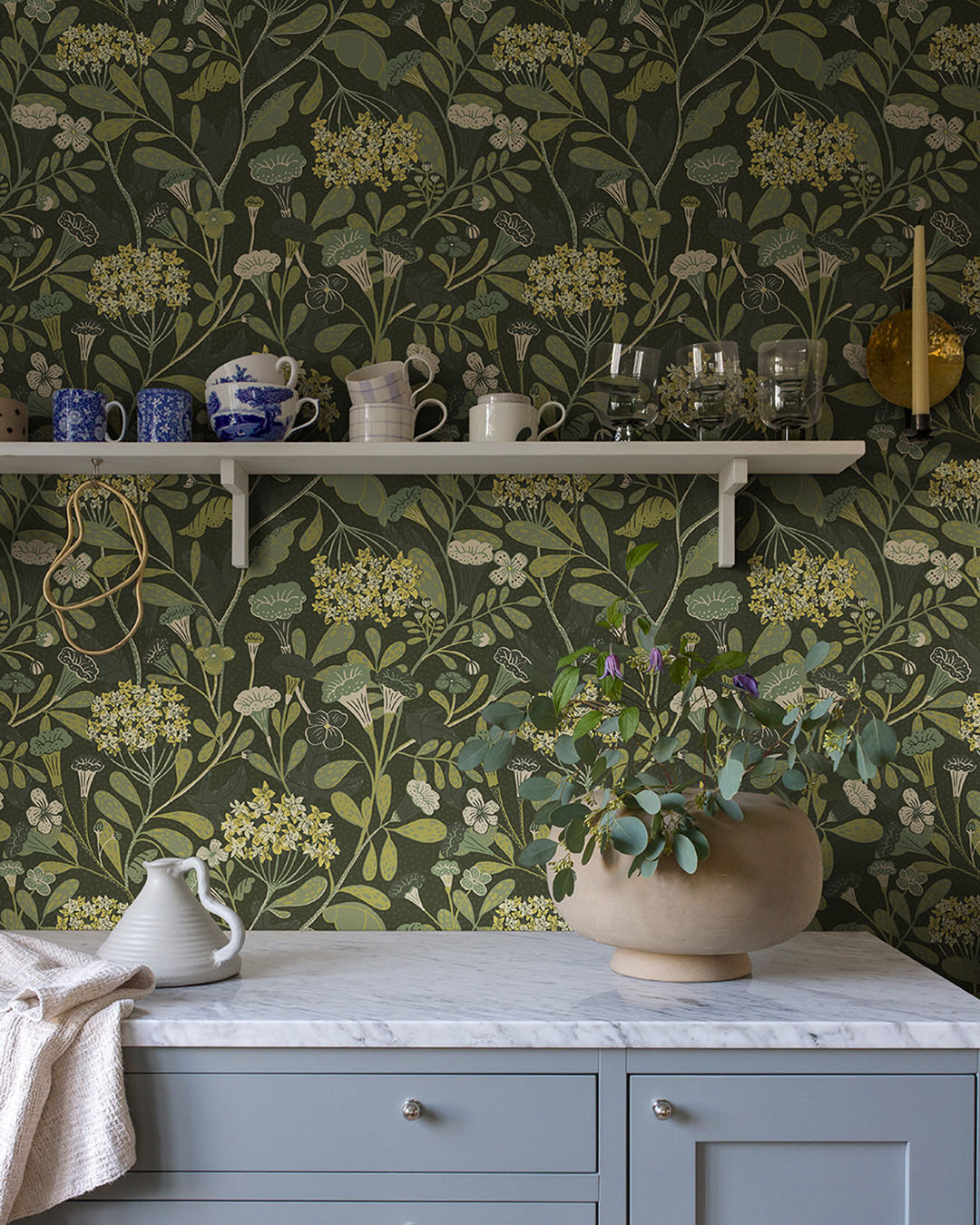 55022 - Hybbe Wallpaper - Dark Green - Midbec