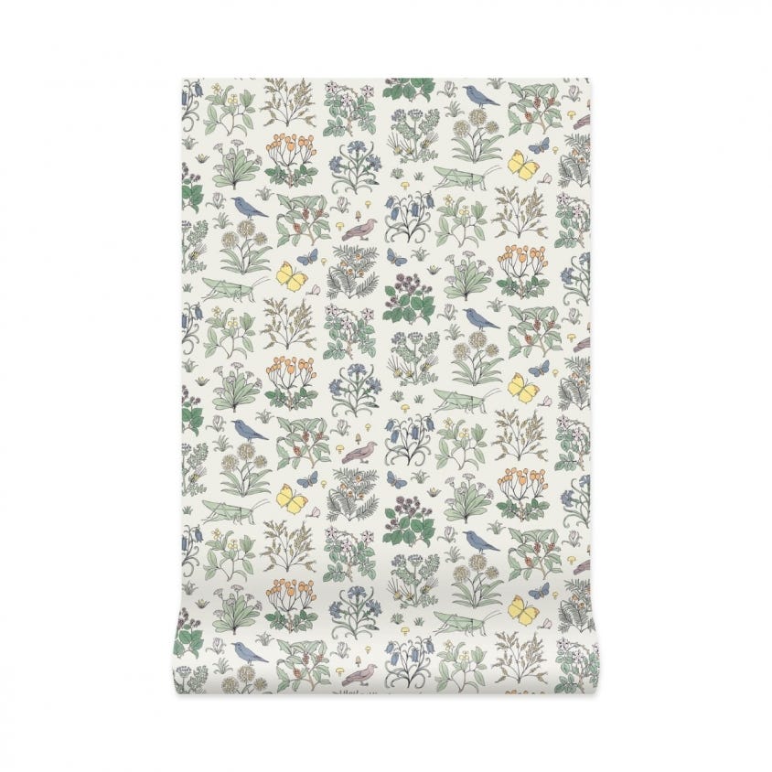 6-WA-VOY-DI-WHT-XXX - Voysey's Garden Wallpaper - Off-White - House of Hackney