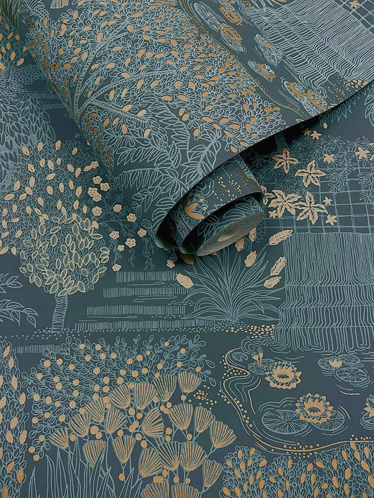 65960 - Mirissa Wallpaper - Blue - Holden Decor