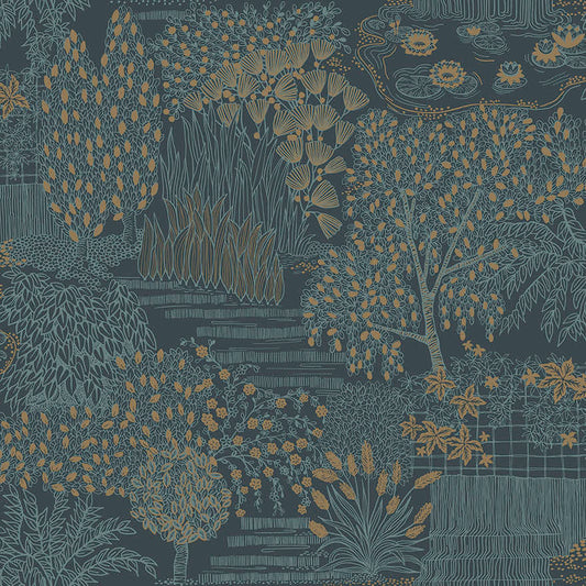 65960 - Mirissa Wallpaper - Blue - Holden Decor