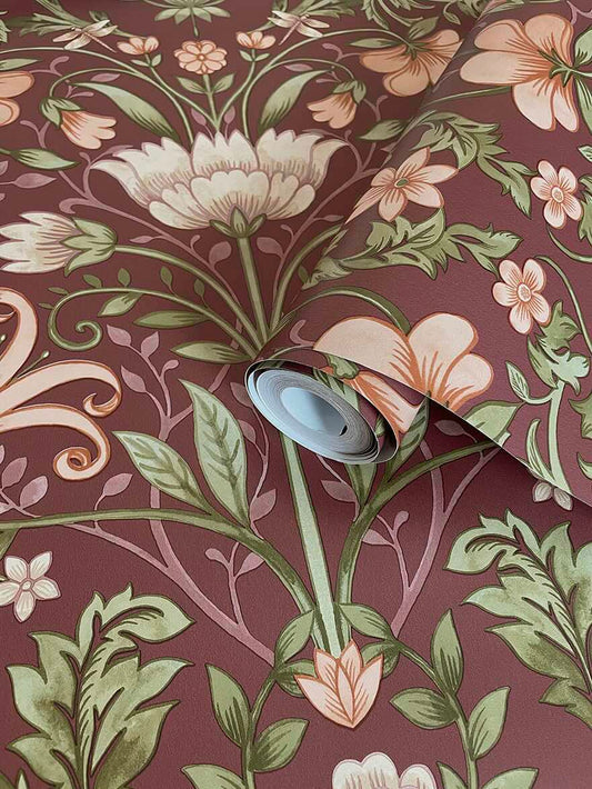 91470 - Emiliana Wallpaper - Maroon - Holden Decor