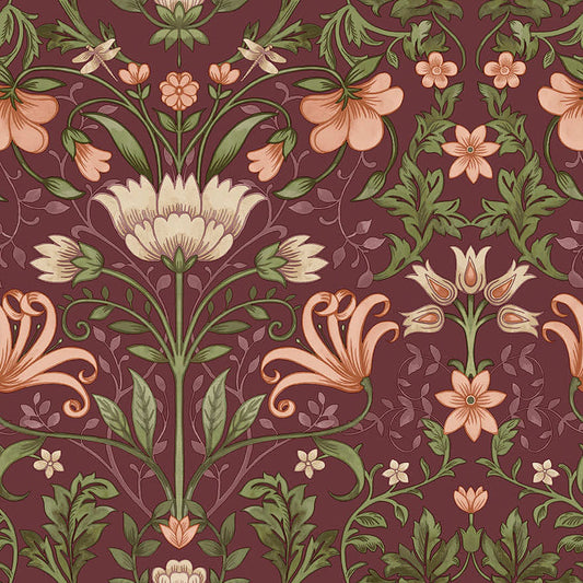 91470 - Emiliana Wallpaper - Maroon - Holden Decor