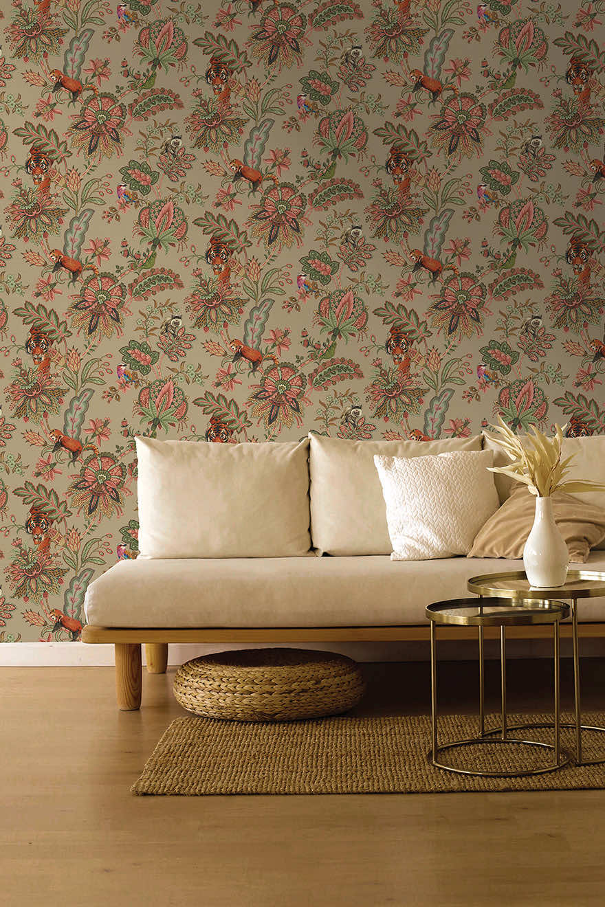 91490 - Zari Wallpaper - Coral - Holden Decor
