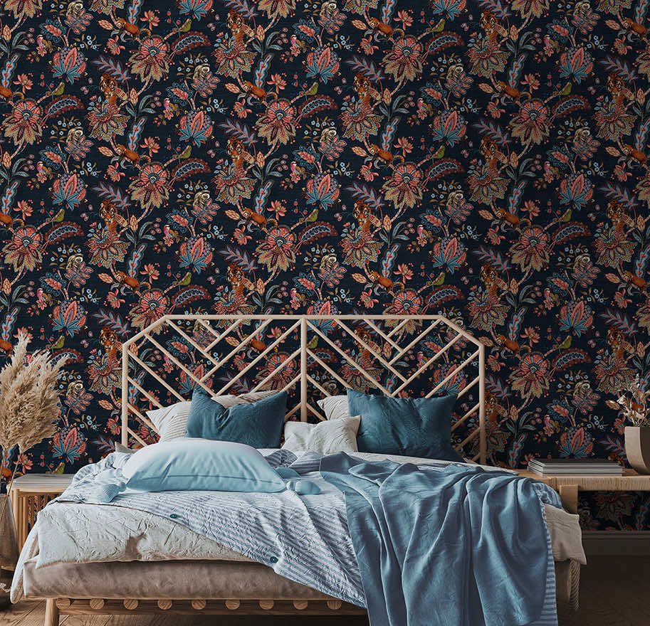 91492 - Zari Wallpaper - Navy - Holden Decor