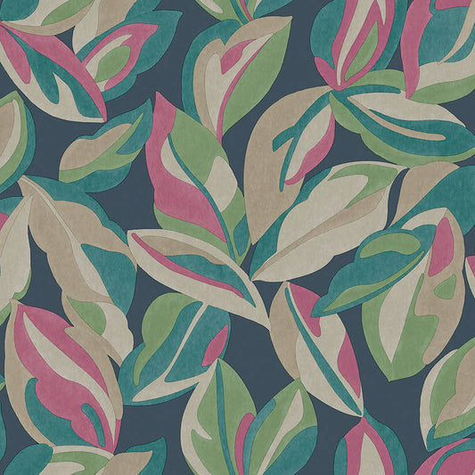 91590 - Nicolai Leaf Wallpaper - Navy - Holden Decor