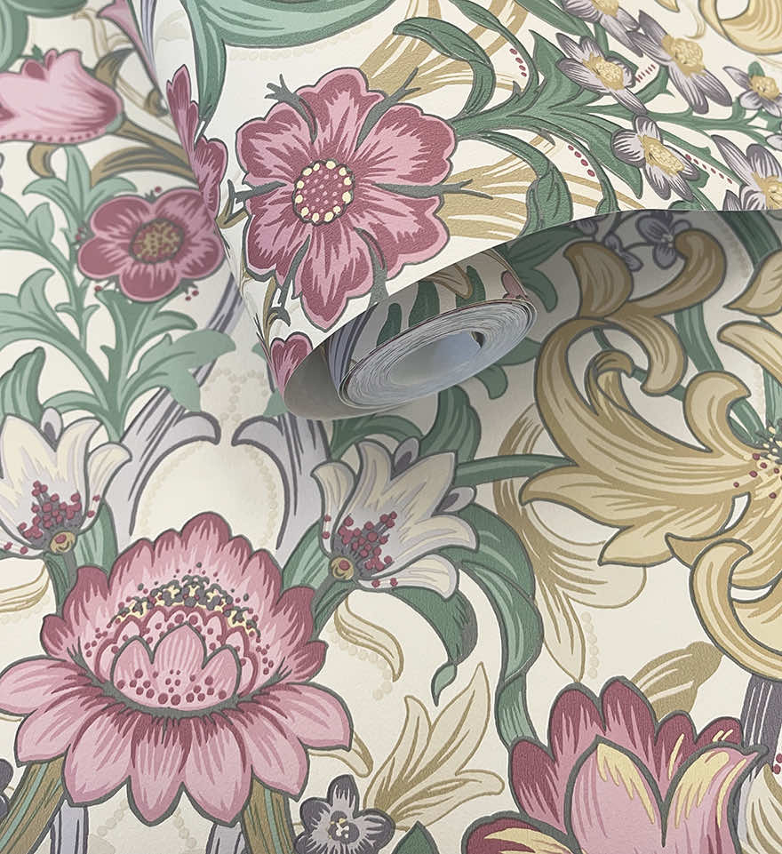 91902 - Fleurmont Wallpaper - Cream / Multi - Holden Decor
