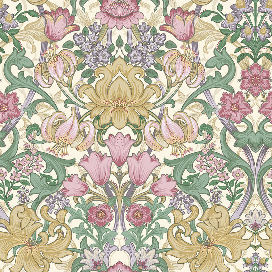 91902 - Fleurmont Wallpaper - Cream / Multi - Holden Decor