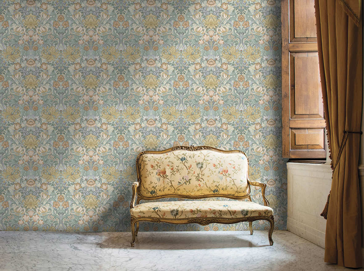 91904 - Fleurmont Wallpaper - Aqua / Multi - Holden Decor