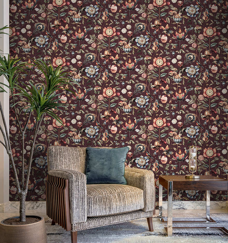 91942 - Elysium Wallpaper - Mulberry - Holden Decor