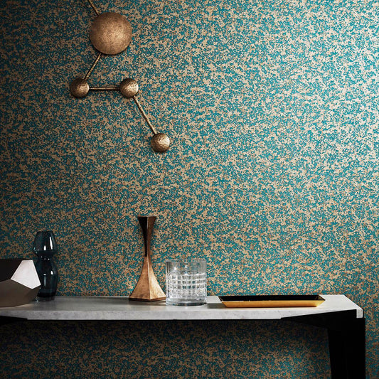Anthology Coral Wallpaper - Teal/Gold - EANV111869 - Harlequin