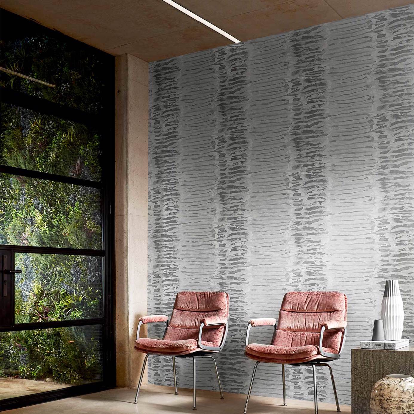 Anthology Ripple Stripe Wallpaper - Mist - EANW112580 - Harlequin