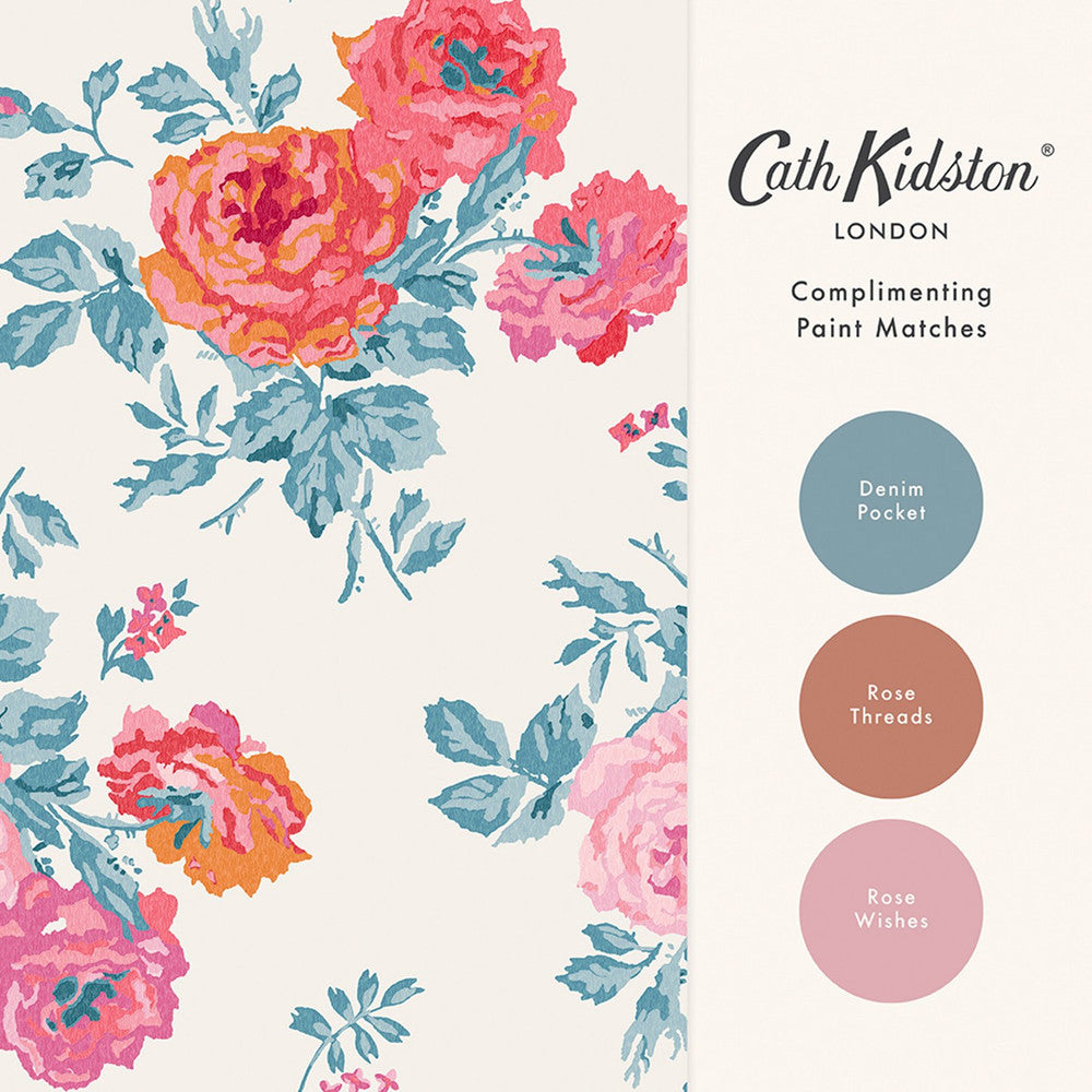 Archive Rose Wallpaper - Blue & Pink 
 - 125495 - Cath Kidston
