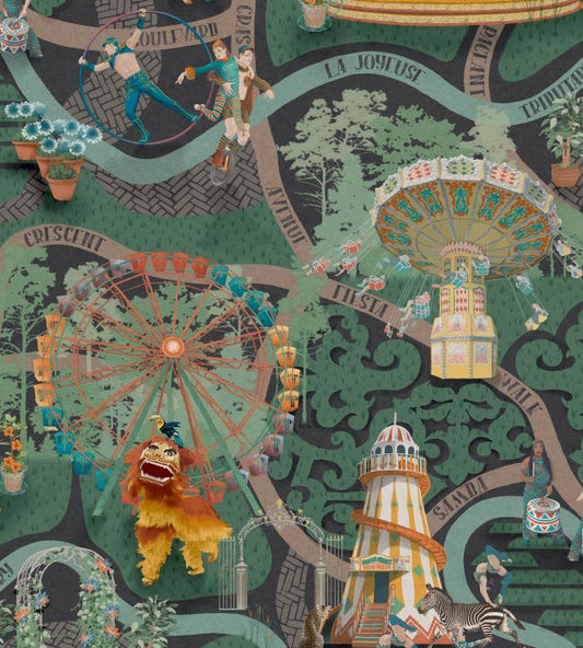 BMCF003-03C - Carnival Map Wallpaper - Jade - Brand McKenzie