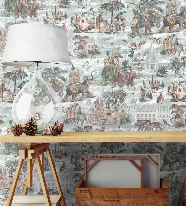 BMCF003-05B - Fiesta Wallpaper - Peach & Seawater - Brand McKenzie
