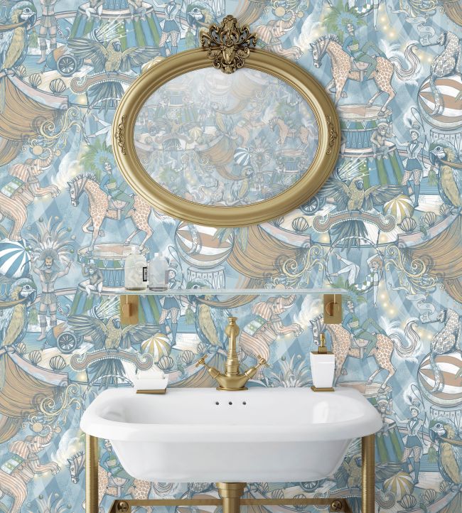 BMCF003-06B - Funfair Wallpaper - Pastel Blues - Brand McKenzie