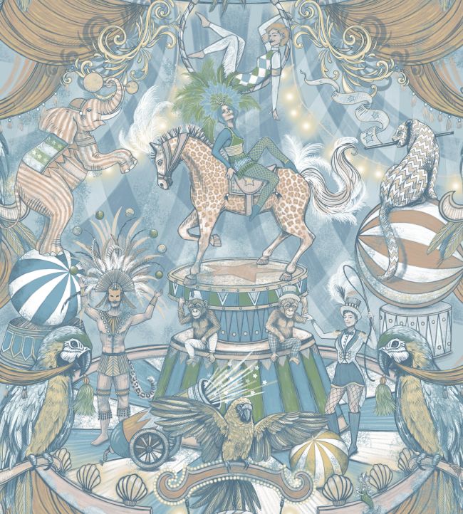 BMCF003-06B - Funfair Wallpaper - Pastel Blues - Brand McKenzie